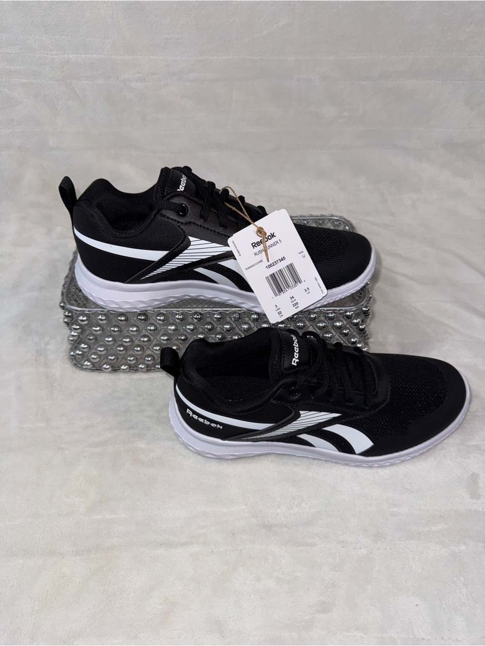 Reebok Rush Runner 5 Black White Kids Youth 3 Women’s 4.5 100237345 NWT - Picture 3 of 14